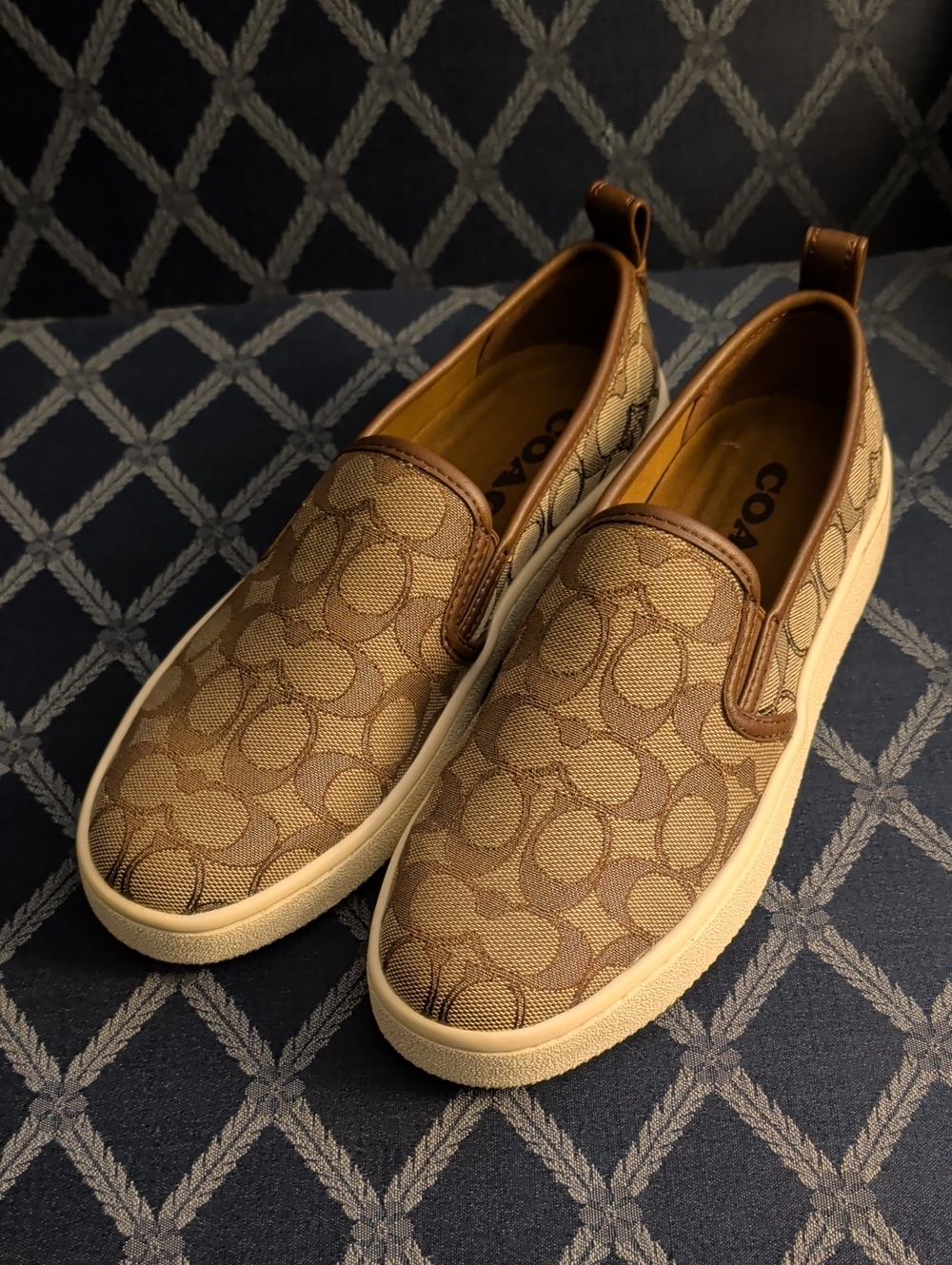 COACH Women’s Brown Signature Slip-On Sneakers